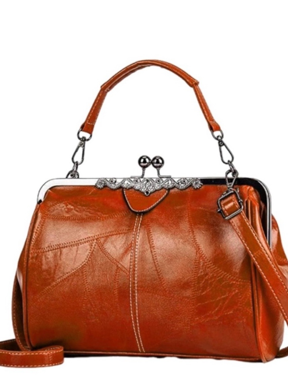 Vintage style Top-Handle Satchel with Crossbody strap